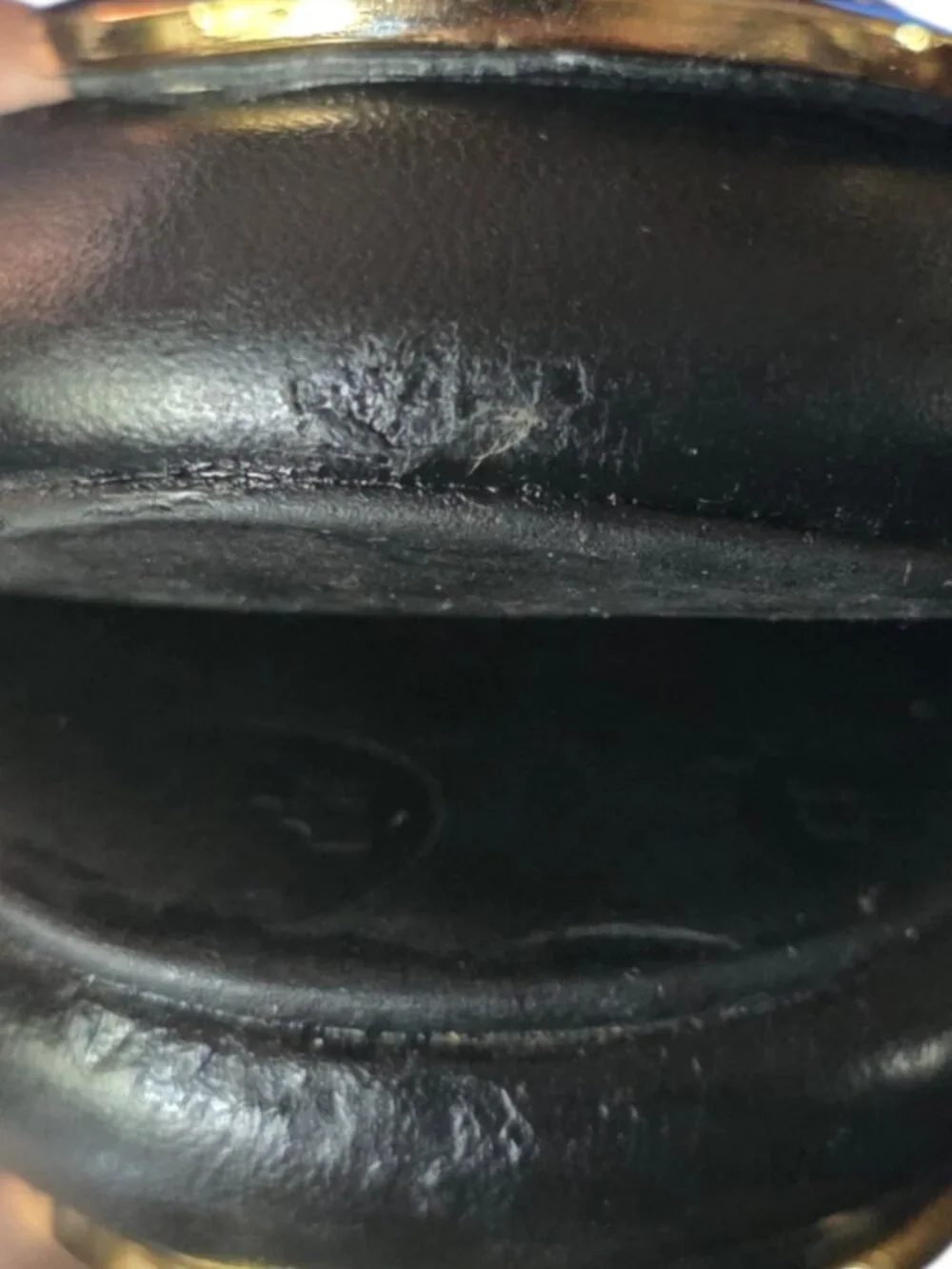 EUC TORI BURCH ( 9  )  Minnie Black Leather Travel Ballet Flat Shoes Gold Logo